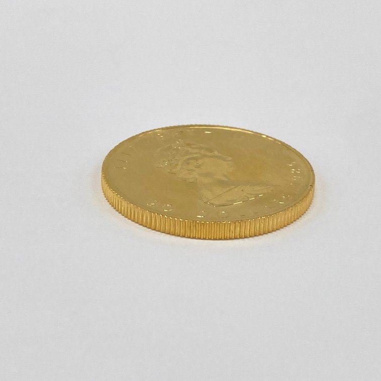 K24IG Canada Maple leaf gold coin 1/2oz 1986 gross weight 15.5g[CEAM9029]