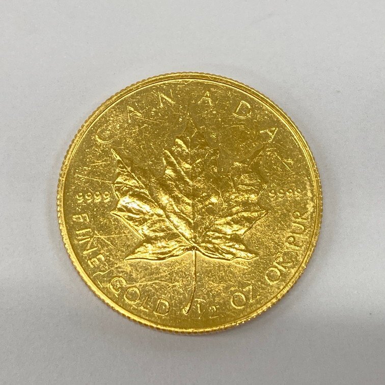 K24IG Canada Maple leaf gold coin 1/2oz 1987 gross weight 15.6g[CEAM9043]