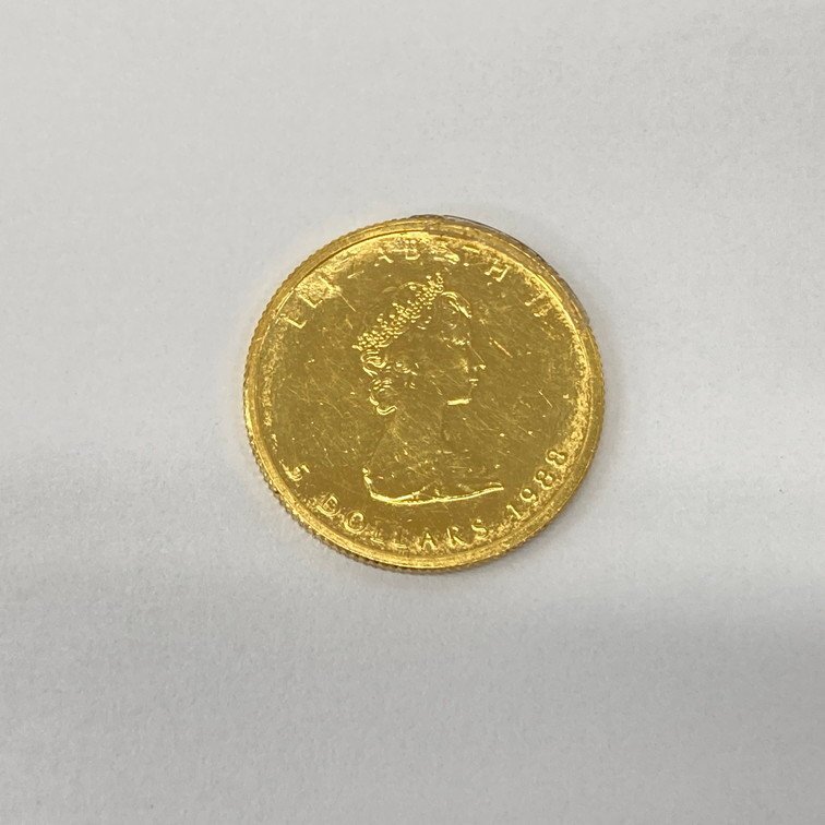 K24IG　カナダ　メイプルリーフ金貨　1/10oz　1988　総重量3.1g【CEAM9010】_画像2