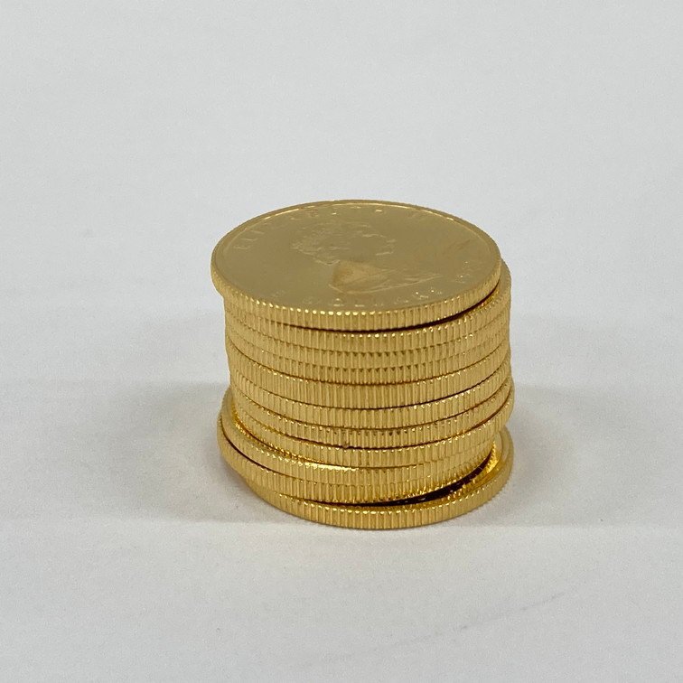 K24IG Canada Maple leaf gold coin 1/10oz 11 sheets summarize gross weight 34.1g[CEAM9041]