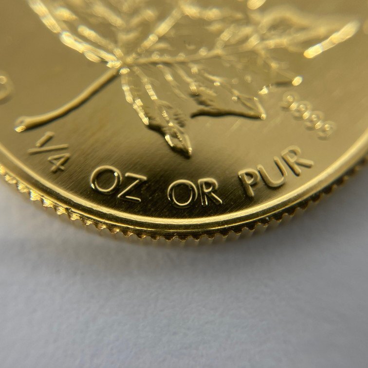 K24IG Canada Maple leaf gold coin 1/4oz 1985 gross weight 7.7g[CEAM9067]