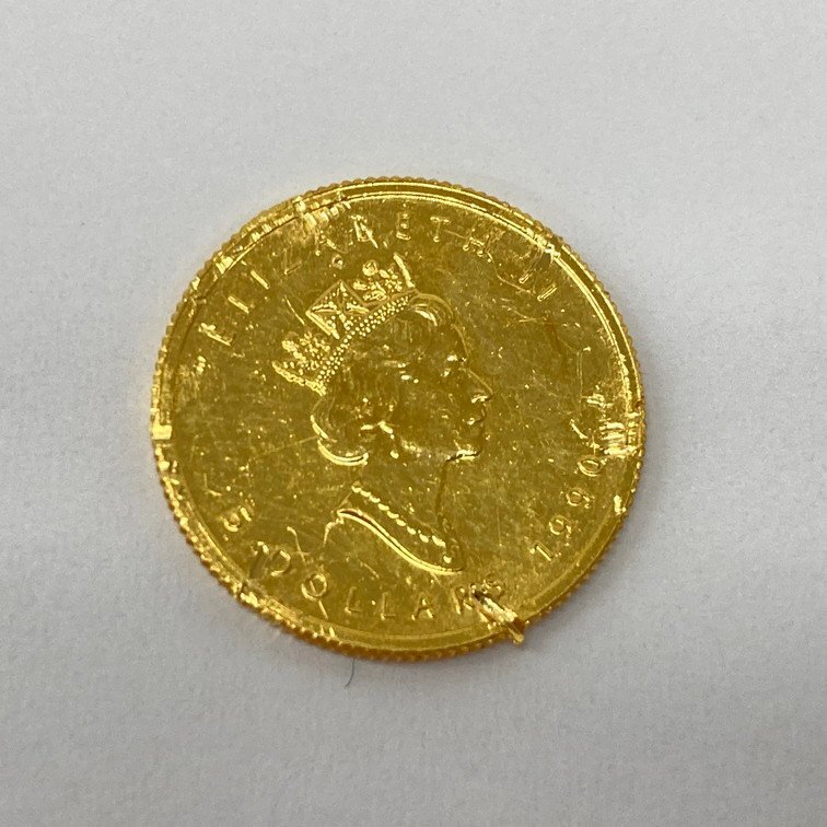 K24IG Canada Maple leaf gold coin 1/10oz 1990 gross weight 3.1g[CEAM9047]