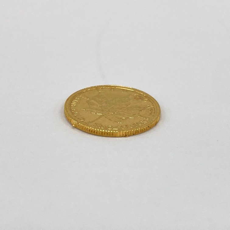 K24IG Canada Maple leaf gold coin 1/10oz 1990 gross weight 3.1g[CEAM9047]