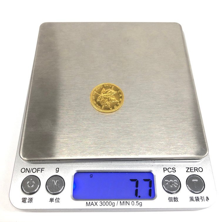 K24IG　カナダ　メイプルリーフ金貨　1/4oz　1986　総重量7.7g【CEAN4004】_画像7
