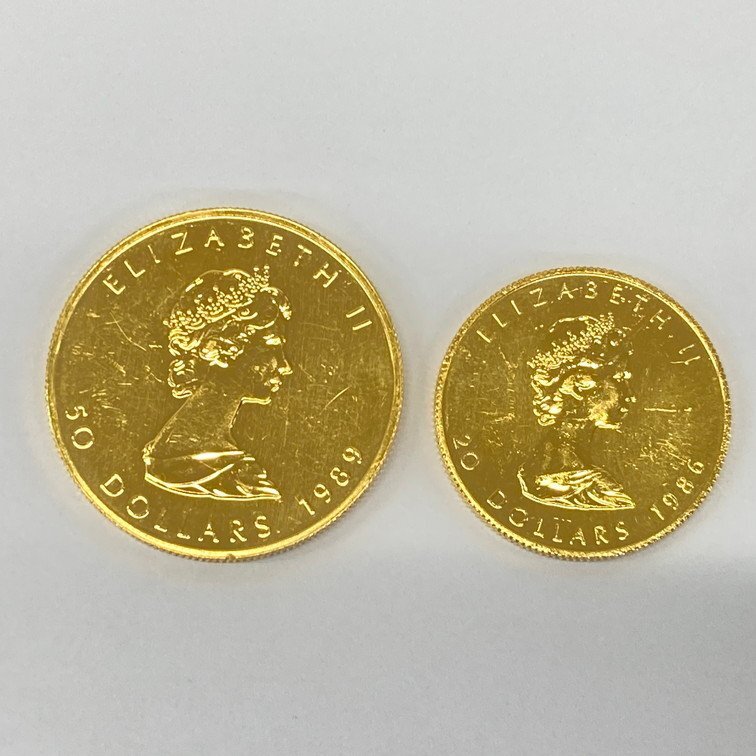 K24IG Canada Maple leaf gold coin 1oz 1/2oz 2 sheets summarize gross weight 46.7g[CEAM9034]