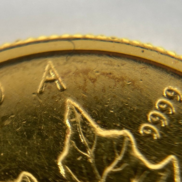 K24IG Canada Maple leaf gold coin 1/10oz 1990 gross weight 3.1g[CEAM9047]