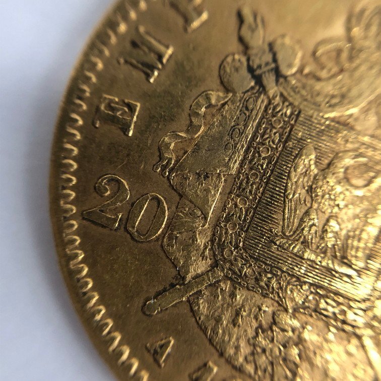 K21.6　フランス　ナポレオン　月桂冠　20フラン金貨　1864　総重量6.5g【CEAN4006】_画像7