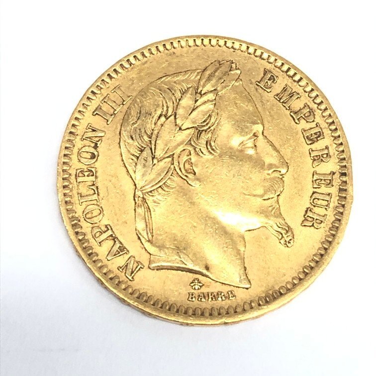 K21.6　フランス　ナポレオン　月桂冠　20フラン金貨　1864　総重量6.5g【CEAN4006】_画像4
