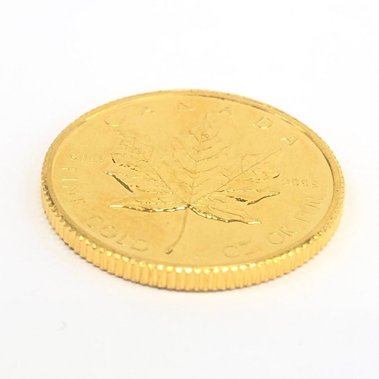 K24IG　カナダ　メイプルリーフ金貨　1/4oz　1986　総重量7.7g【CEAN4004】_画像6