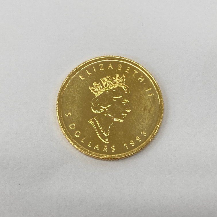 K24IG　カナダ　メイプルリーフ金貨　1/10oz　1993　総重量3.1g【CEAM9002】_画像2