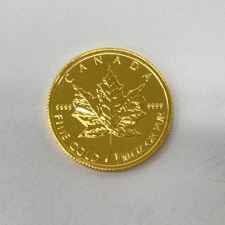 K24IG　カナダ　メイプルリーフ金貨　1/10oz　1992　総重量3.1g【CEAM9055】_画像1