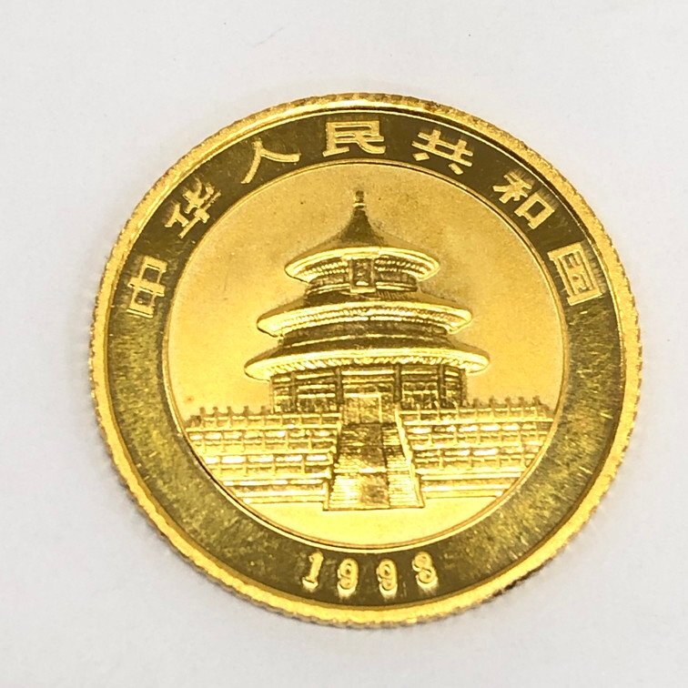 K24IG　中国　パンダ金貨　1/10oz　10元　1998　総重量3.1g【CEAN4037】_画像2