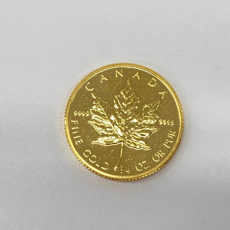 K24IG Canada Maple leaf gold coin 1/4oz 1985 gross weight 7.7g[CEAM9067]