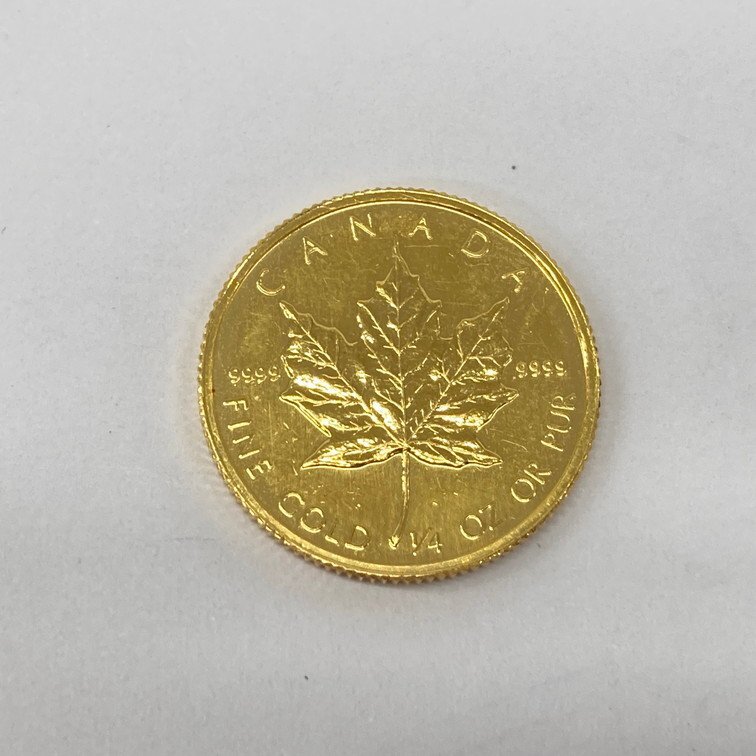 K24IG　カナダ　メイプルリーフ金貨　1/4oz　1989　総重量7.7g【CEAM9044】_画像1