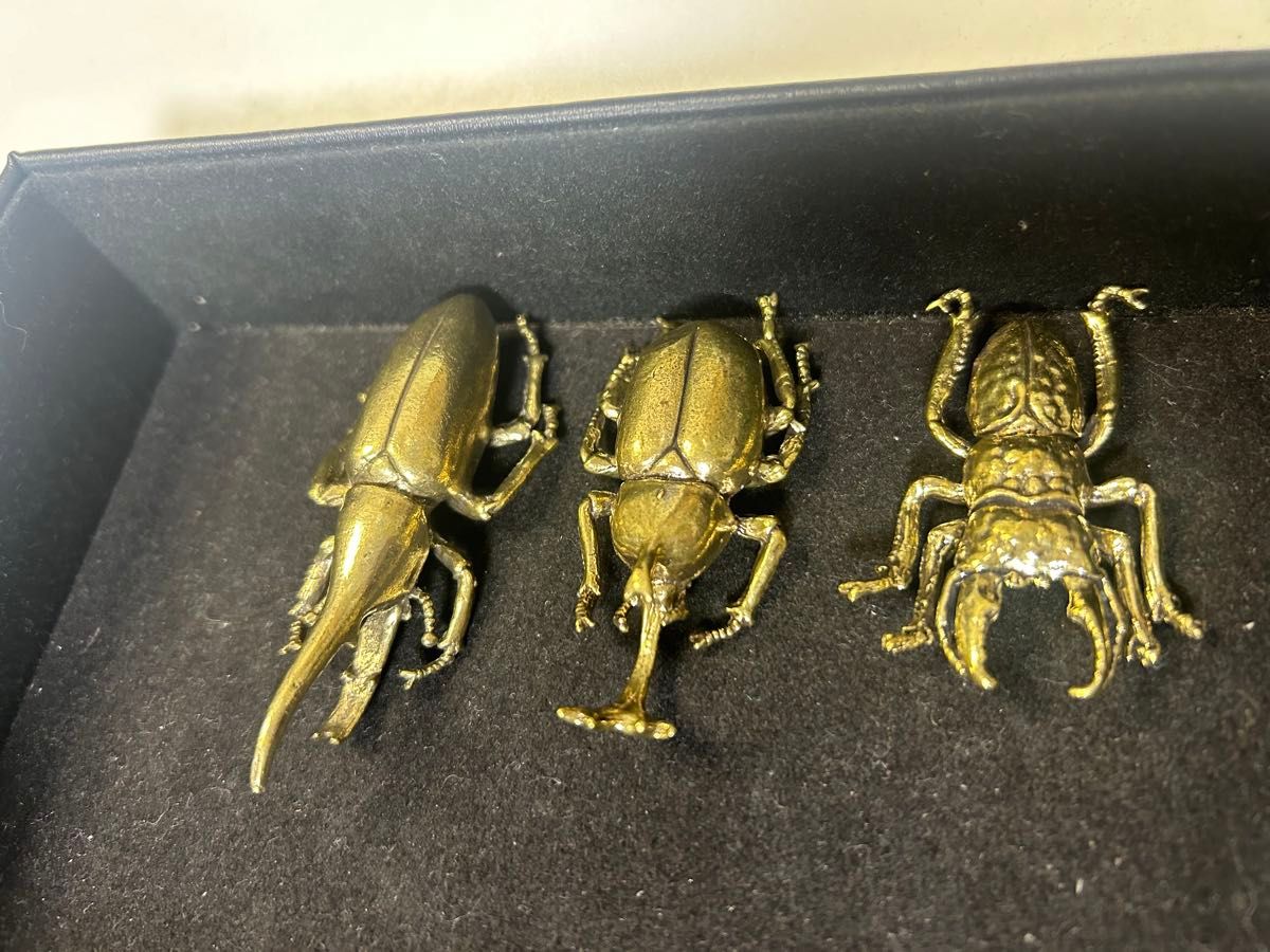 真鍮甲虫3個セット　子供、プレゼント、置物、ギフト、金属、かっこいい
