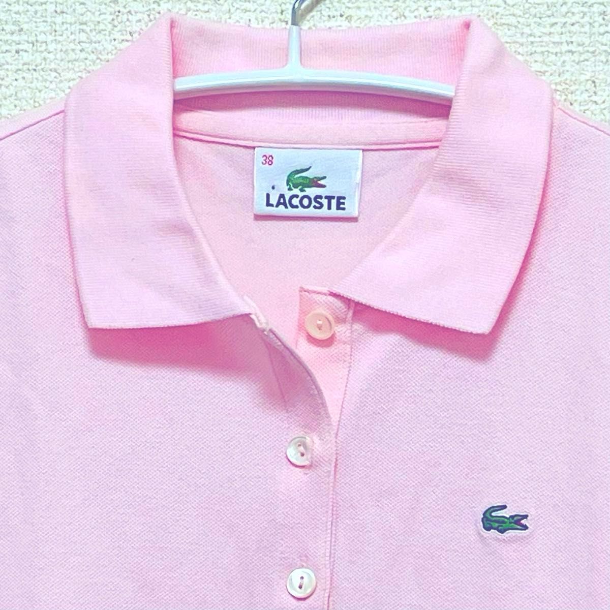 LACOSTE ラコステ  半袖ポロシャツ ポロシャツ ワンポイント ロゴワッペン ピンク S