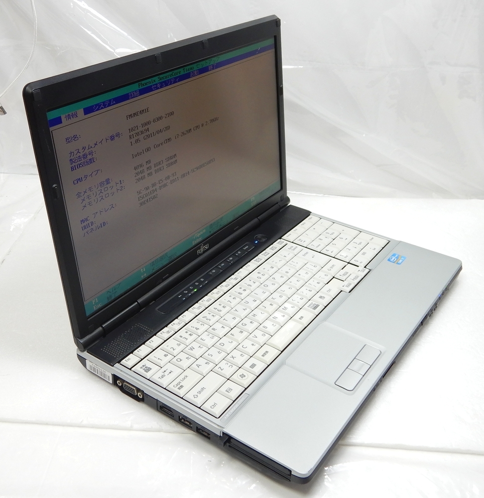 FUJITSU LIFEBOOK E741/C Core i7-2620M 4GB HDD無し_画像4