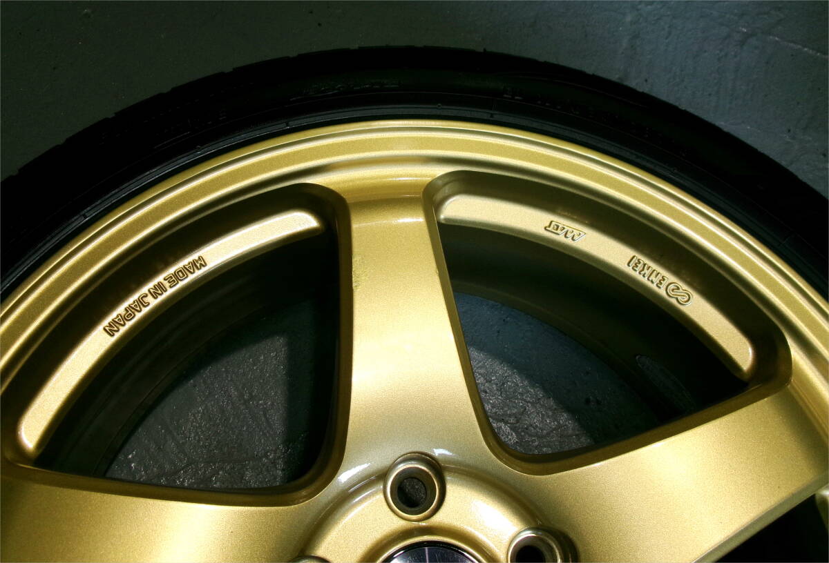 ●エンケイ ENKEI PF05 18×7.5J INSET48 5H 114.3 ゴールド '21年製 ブリヂストン Playz 215/45R18 4本●_画像8