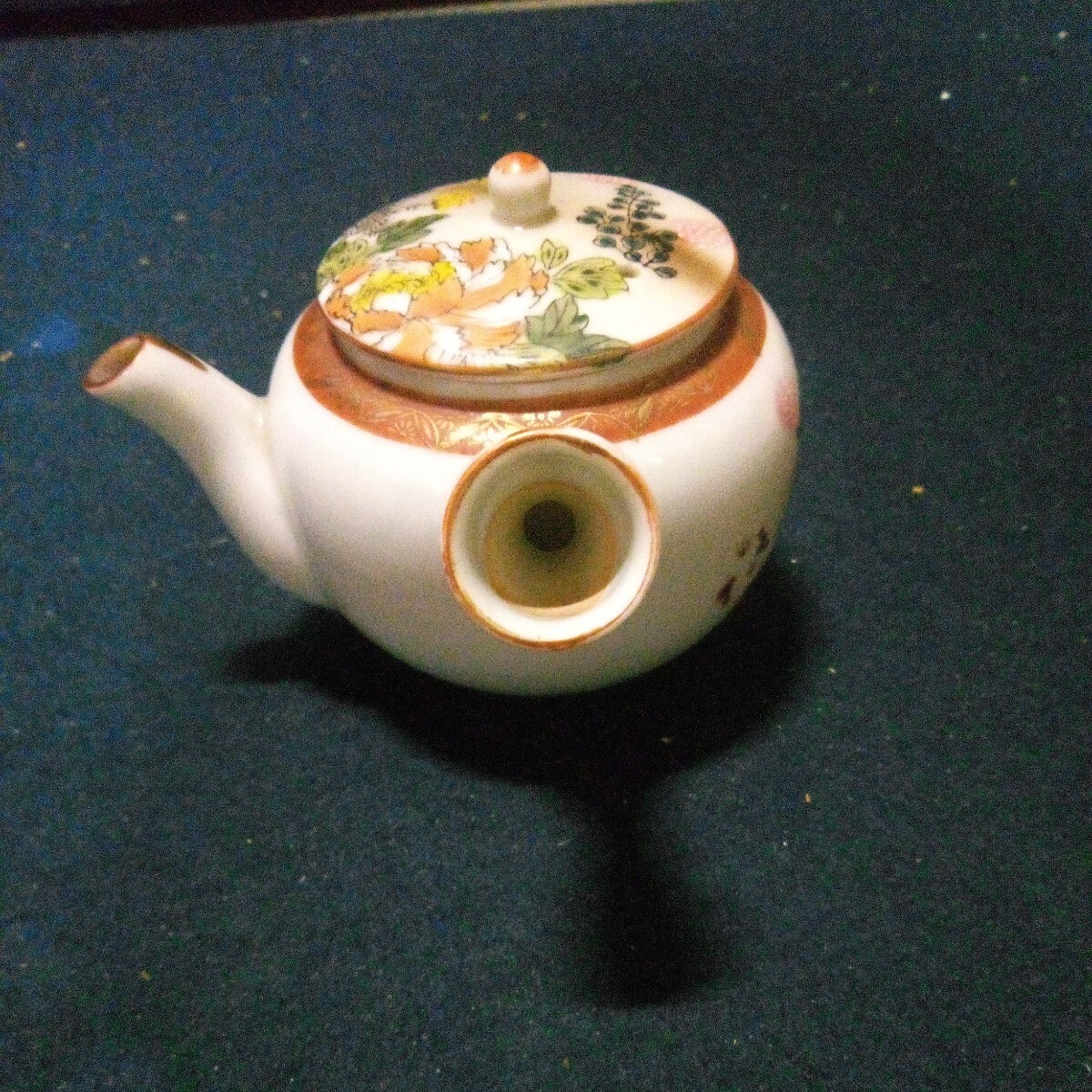 九谷焼 茶器 煎茶道具 急須 色絵 花紋様 高さ約9cm AD-21_画像5
