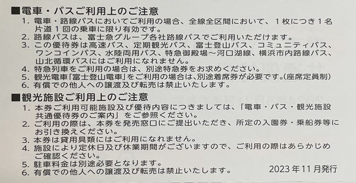 【匿名配送・送料無料】富士急行 電車バス観光施設共通優待券5枚 株主優待 富士急ハイランドフリーパス_画像3