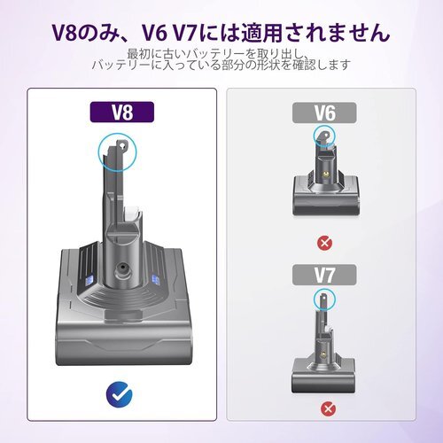 ダイソン 互換品 PSEマーク付き 4500ｍAh 大容量 ど対応 V8 掃除機交換用バッテリー V8/SV10 2_画像4