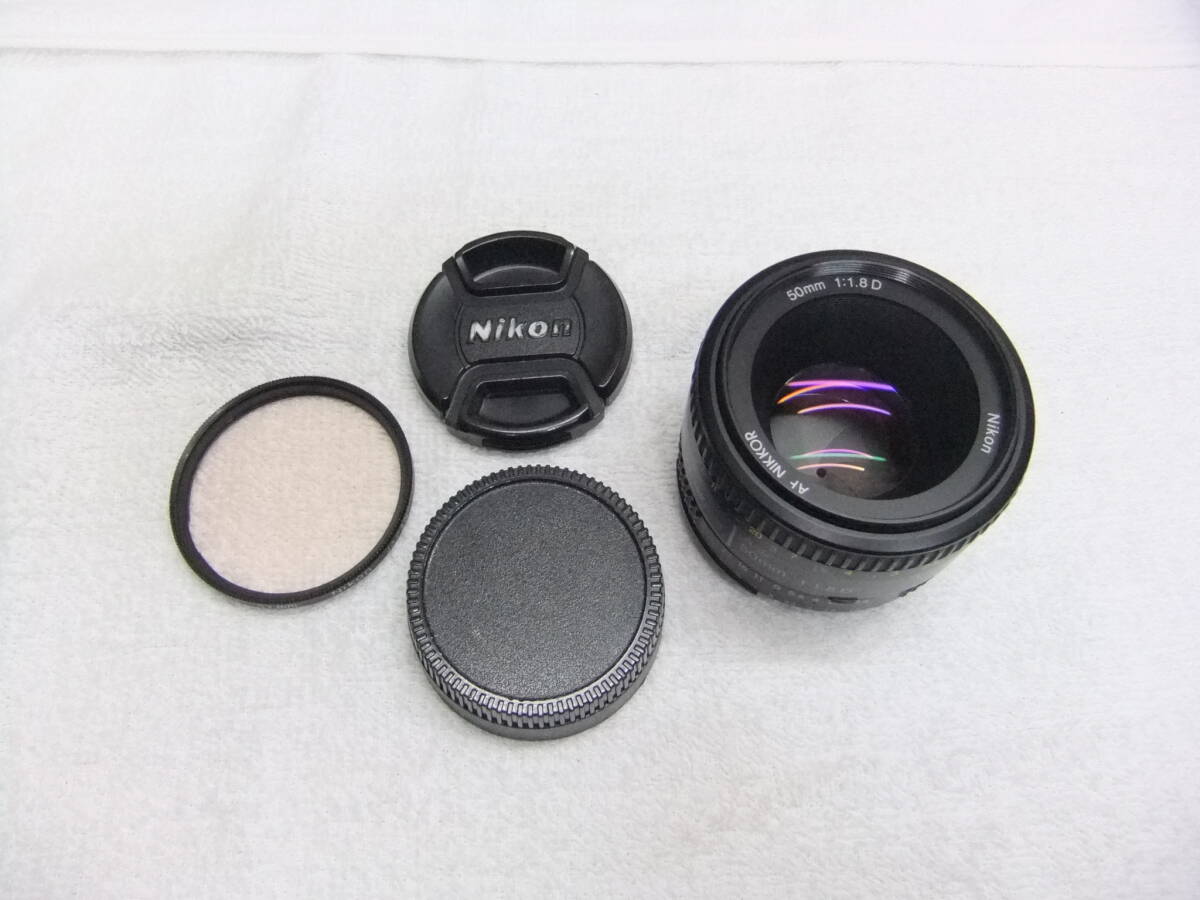 Nikon ニコン AF Nikkor 50mm F1.8D フィルター付 カビ,クモリなし AF動作確認済_画像1