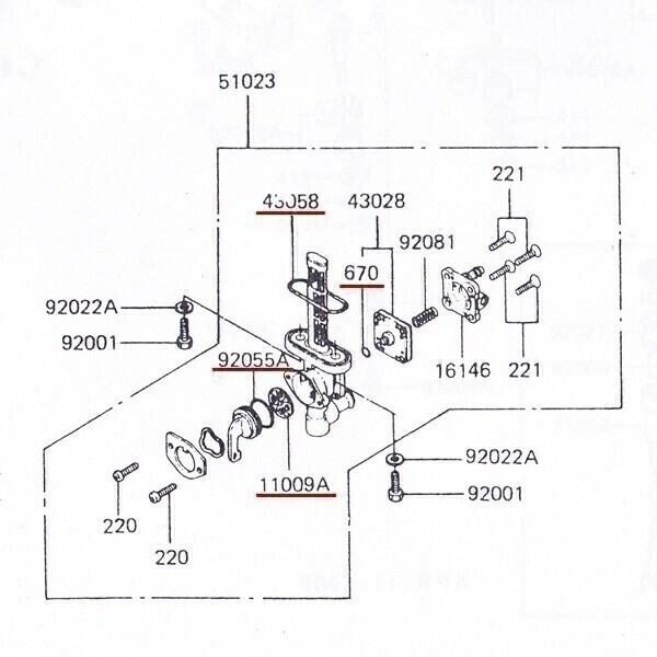 【571】 新品 リペアキット Z400FX フューエルコック E2 E3 E4 Z400GP GPZ400(5)の画像4