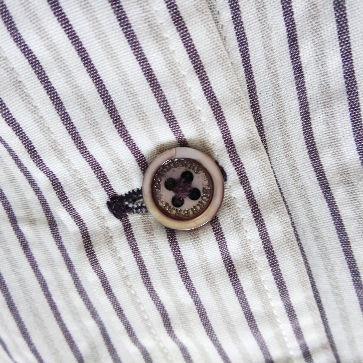 [ beautiful goods L] Burberry London short sleeves shirt . road hose Mark stripe Logo button BURBERRYLONDON tops T-shirt 