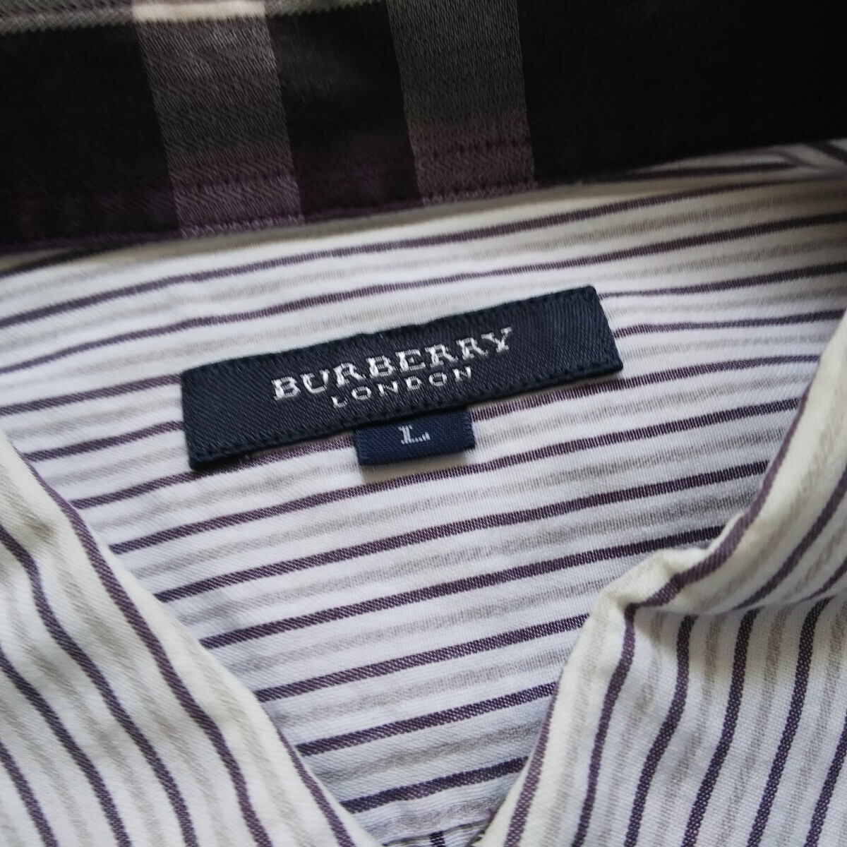 [ beautiful goods L] Burberry London short sleeves shirt . road hose Mark stripe Logo button BURBERRYLONDON tops T-shirt 