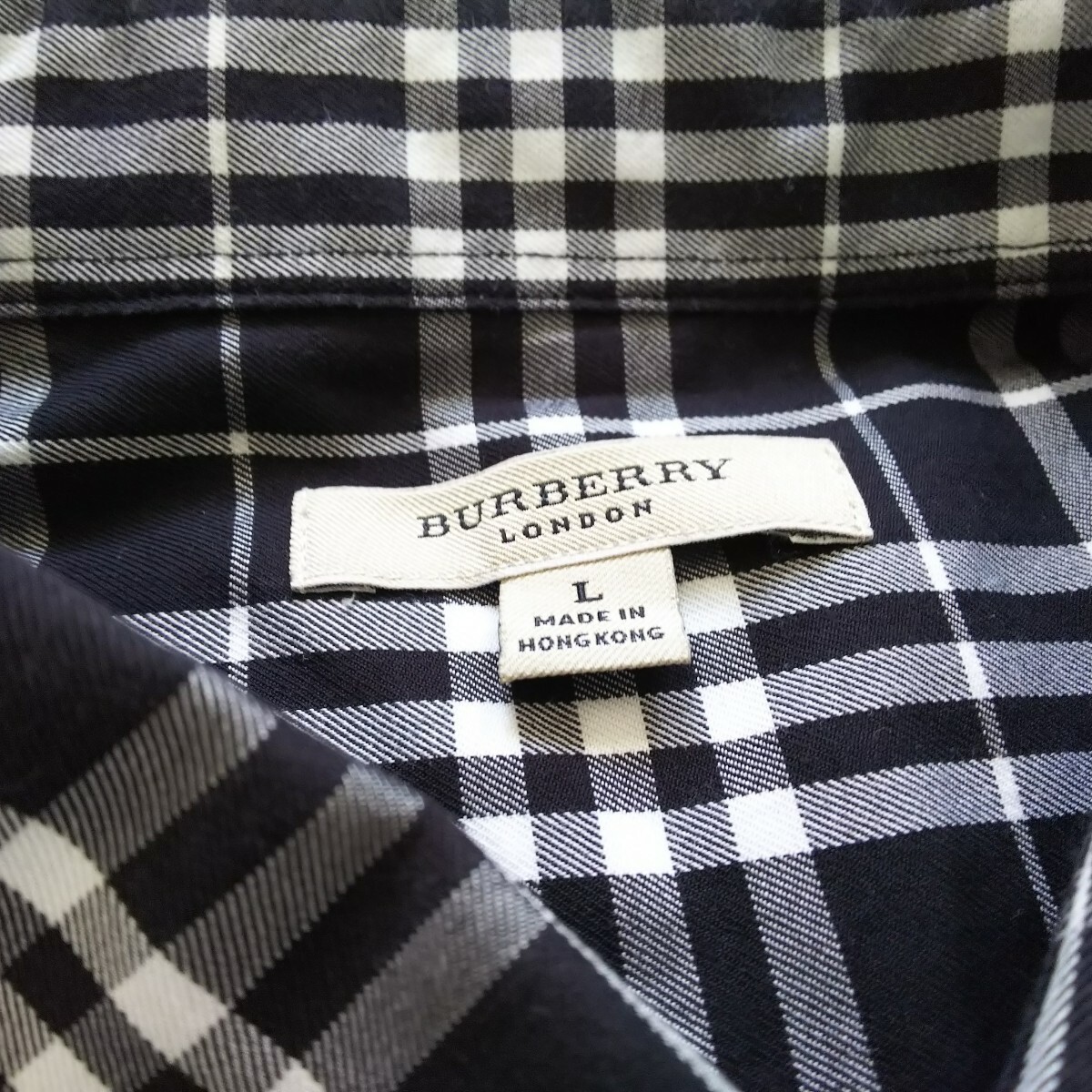 [ unused class L] Burberry London short sleeves shirt hose Mark Burberry check Logo button BURBERRYLONDON tops T-shirt 