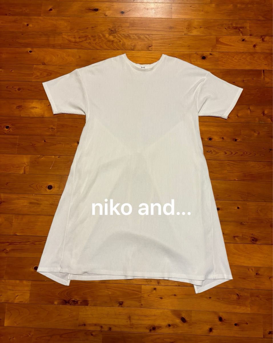 niko and... エプロンドレス　ラップ付きワンピース  リブ素材