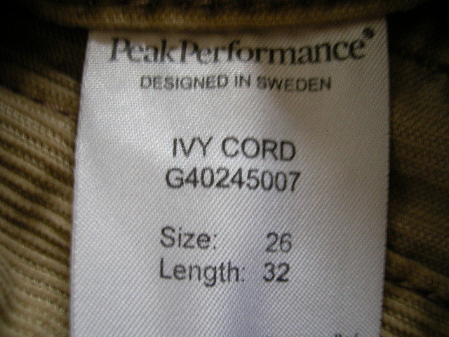  unused goods Peak Performancepi-k Performance bottom /26/32 cotton cargo pants 