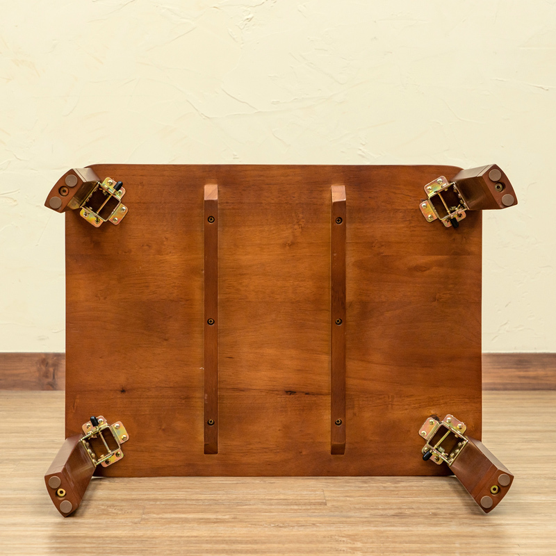 折りたたみテーブル 60cm×45cm 天然木製 ちゃぶ台 座卓 継脚式 高さ2段階 ローテーブル WZ-T01(BR)ブラウン_画像7