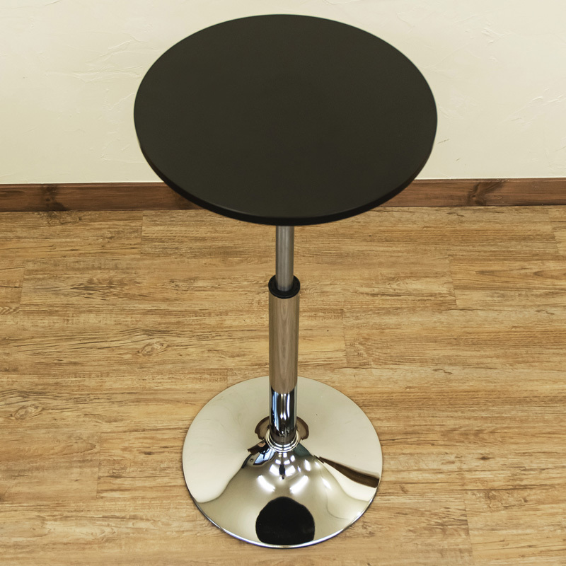 バーテーブル 丸 40cm幅 円形 昇降式 高さ調整 カフェテーブル ローテーブル 黒 ブラック スチール製 HT-13 BK_画像4