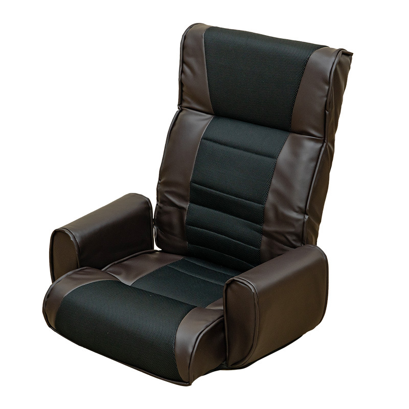 肘掛付き座椅子 7段階 リクライニング ハイバック メッシュ PVC 合皮シート ブラウン CXD-01(BR)_画像1