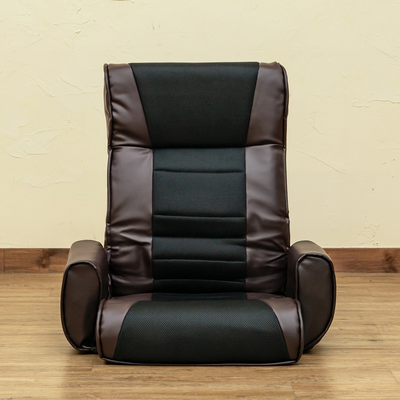 肘掛付き座椅子 7段階 リクライニング ハイバック メッシュ PVC 合皮シート ブラウン CXD-01(BR)_画像4