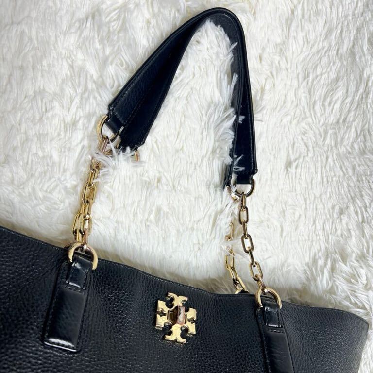 即決★TORY BURCH★ チェーン レザートートバッグ トリーバーチ ターンロック ブラック　本革 鞄_画像6