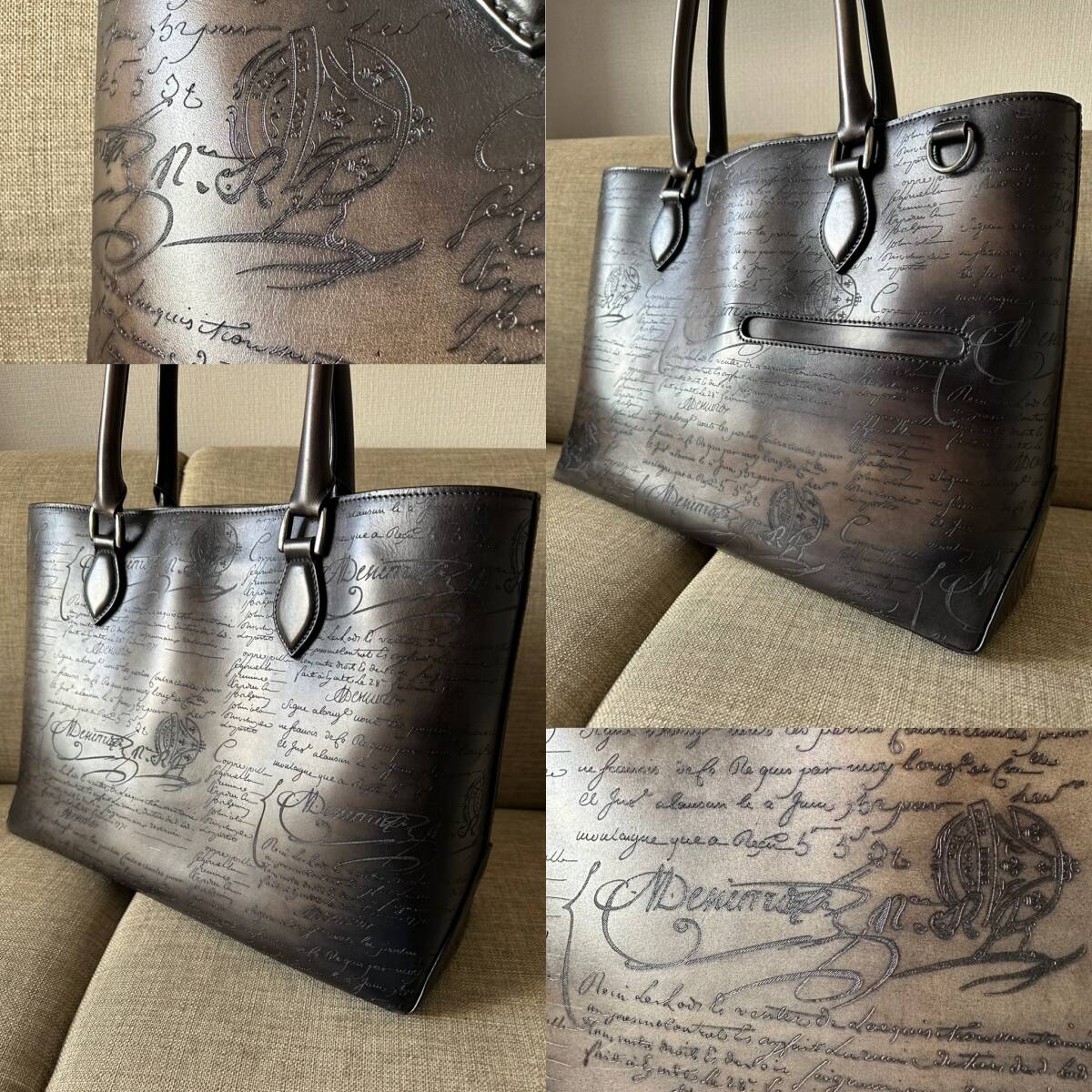 特注定価55万 Berluti Toujours Scritto Leather Tote Bag ベルルッティ トゥジュール トートバッグ ブリーチパティーヌ オーダー品 希少_画像6