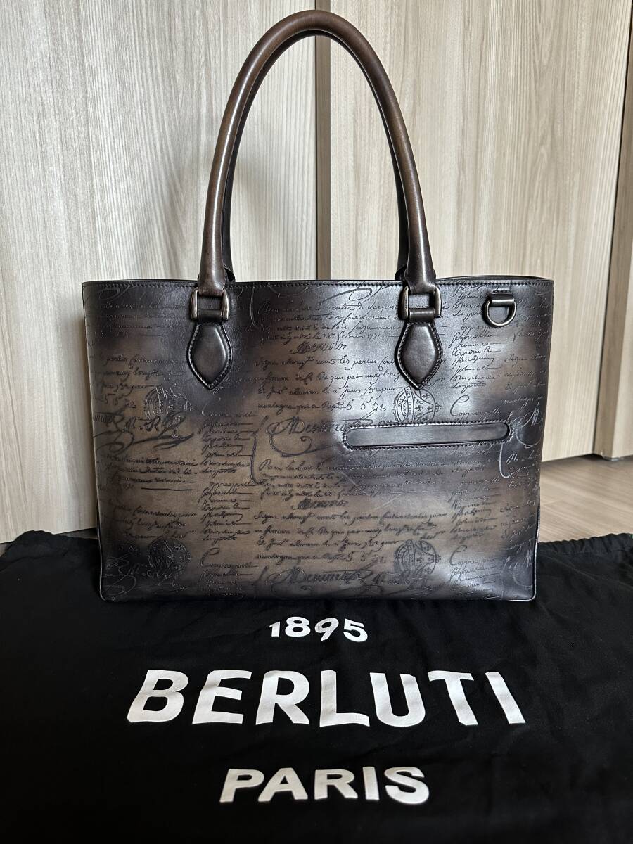 特注定価55万 Berluti Toujours Scritto Leather Tote Bag ベルルッティ トゥジュール トートバッグ ブリーチパティーヌ オーダー品 希少_画像3