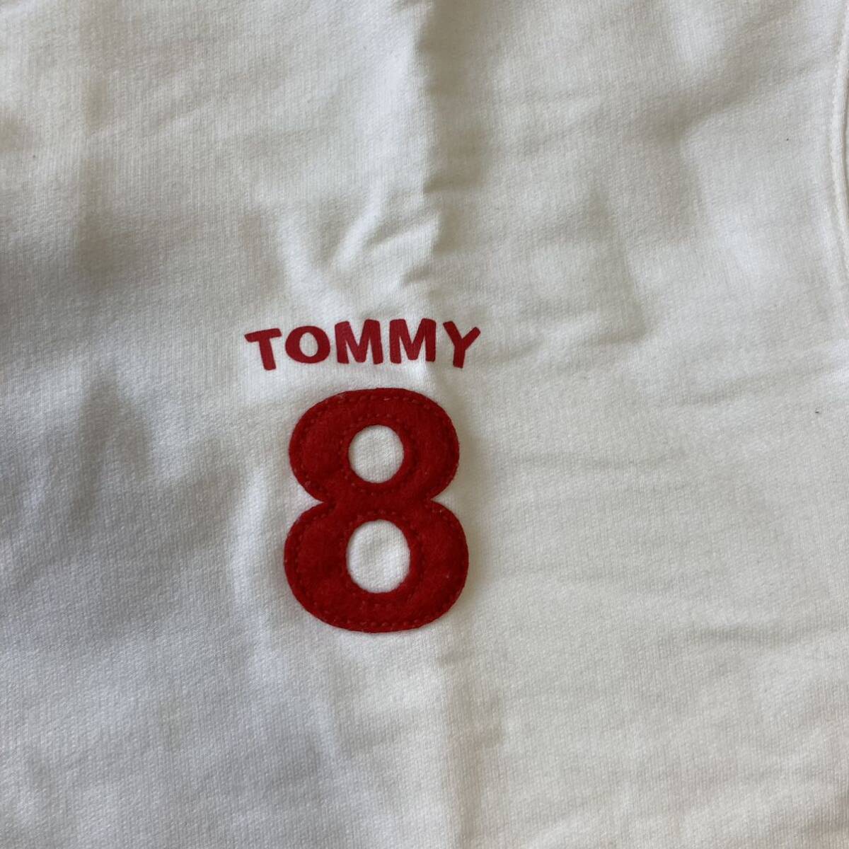 tommy jeans トミージーンズ トミー ヒルフィガー 半袖 ハーフジップ スウェット シャツ L L/G 古着 ホワイト 白 hilfigerの画像4
