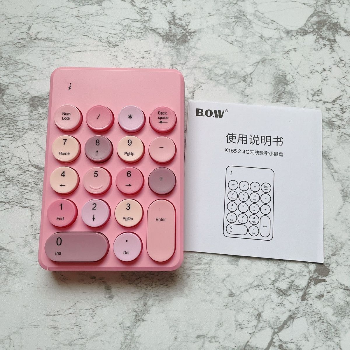 ワイヤレス テンキーパッド テンキー電卓 18キー 小型 数字キーボード ピンク