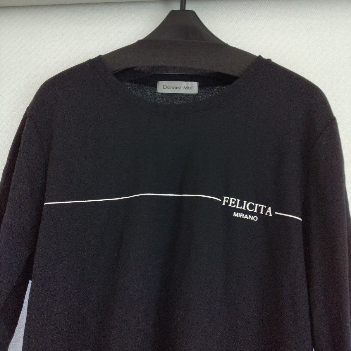 タグ付き　日本製　アンフレール　DONNEZ-MOI ブラックカットソー Tシャツ 黒 ロゴ