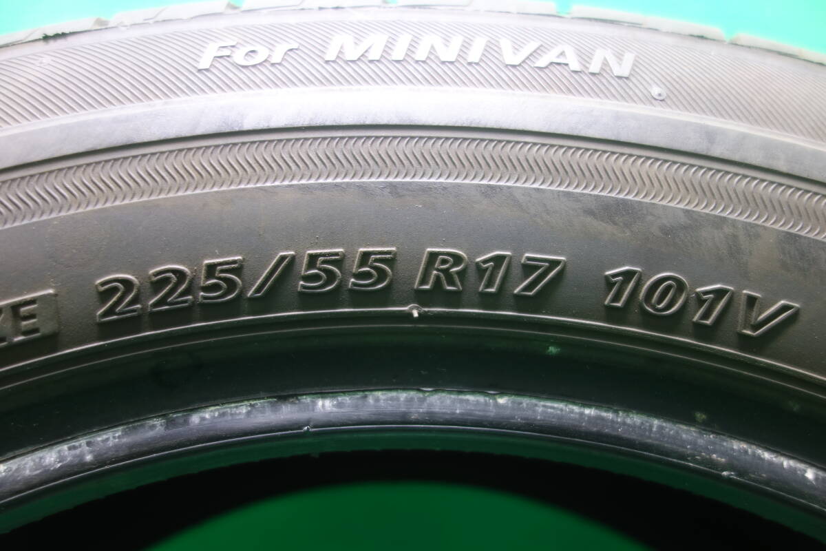 L1622-21 送料無料 225/55R17 サマータイヤ 夏 4本セット ブリヂストン ECOPIA NH100RV 8分山 溝たっぷり 2021年製 パンクチェック済_画像5