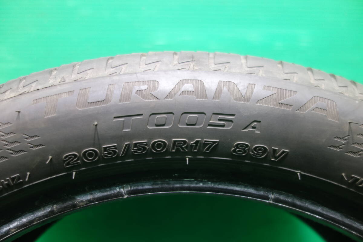 L1646-22 送料無料 205/50R17 サマータイヤ 夏 3本セット ブリヂストン TURANZA T005A 8分山 溝たっぷり 2022年製 パンクチェック済_画像5