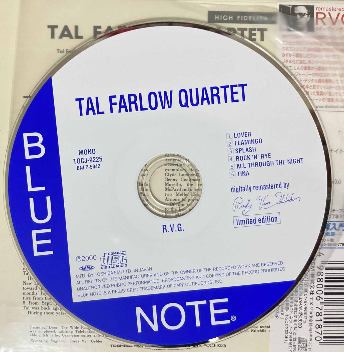 Tal Farlow / Tal Farlow Quartet 中古CD　国内盤　帯付き　紙ジャケ　24bitデジタルリマスタリング　完全限定盤 BLUE NOTE _画像3