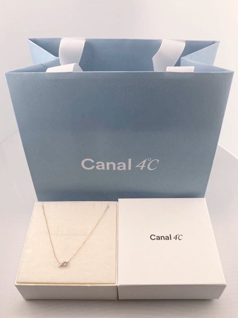 新品 正規品 canal4℃ ネックレス シルバー ネックレス ダイヤモンド アクアマリン 箱 紙袋 リボン カナルヨンドシー