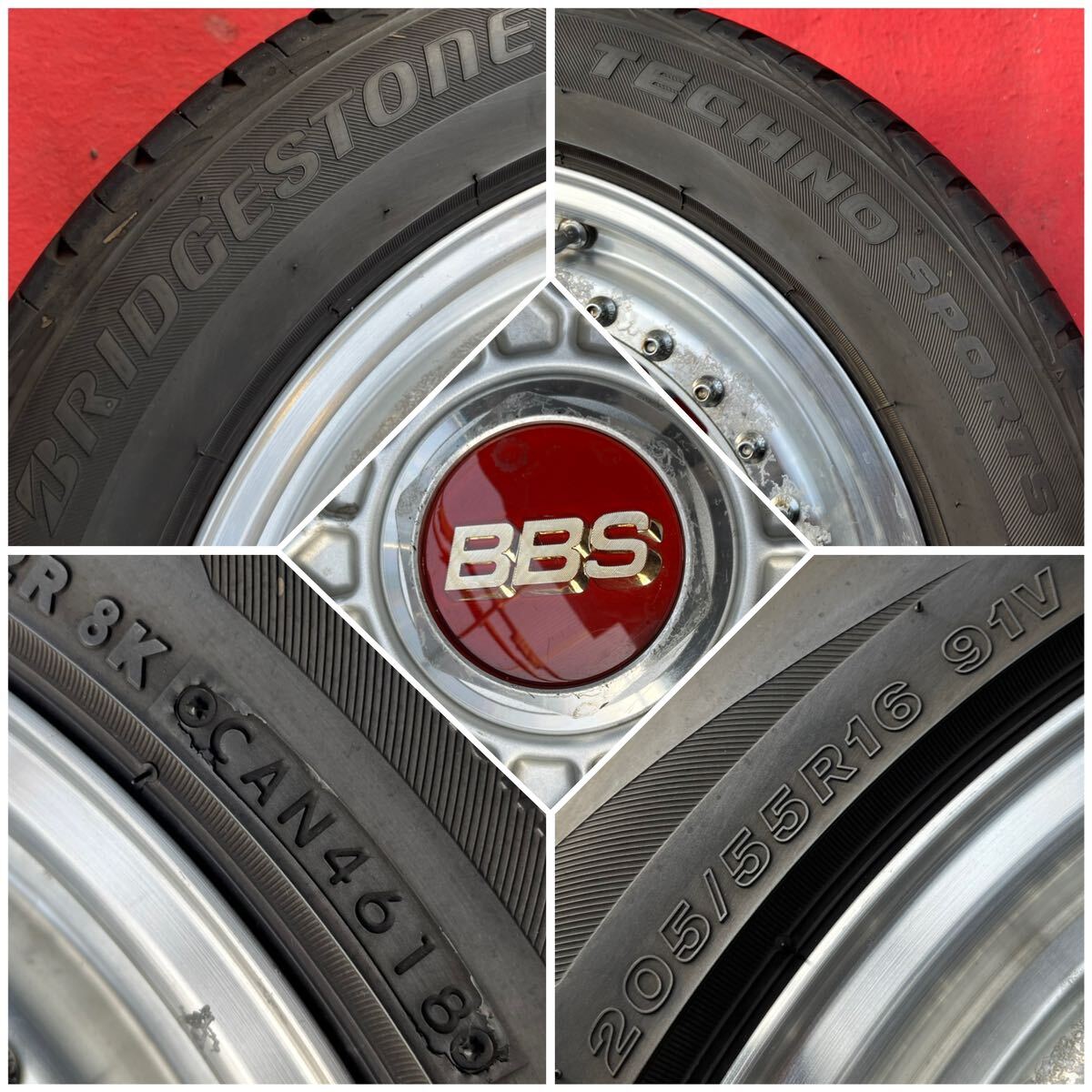 60%以上溝有。BBS GERMANY GESCHMIEDET RS137 ホイール16インチ×7J＋45 114.3/5穴 ハブ60 BRIDGESTONE 205/55R16ラジアル4本。トヨタ車用_画像7