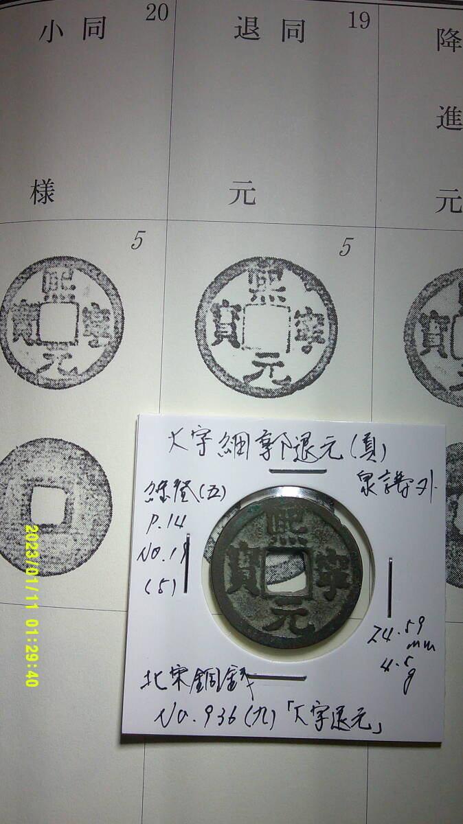 「熈寧元宝 大字細郭類」3種3枚　「符合泉志」（以下「泉志」）譜外銭シリーズその４_画像9