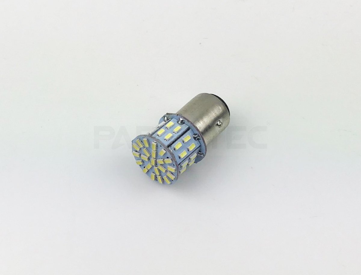 S25 BAY15D バイク リア テール LED バルブ AC DC 対応 ホワイト 白 1個 ダブル球 SMD3014 50連 ブレーキ ポジション /146-50_画像2