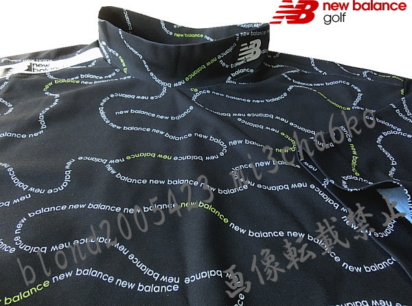 ■新品【new balance GOLF】ニューバランスゴルフ 吸汗速乾 レイブロック機能 ロゴ柄 モックシャツ■BK6(XL)_画像1